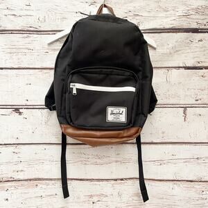 HERSCHEL Pop Quiz Backpack Black Saddle Brown 15 Inch Laptop Sleeve 22L